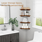 Forbena Corner Bookshelf Wall Mounted Set of 4, Wooden Floating Book Shelves - Image 3
