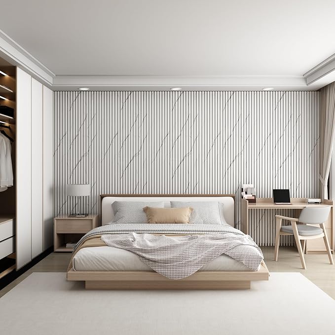 8-Pack WPC Wall Panels 118’’ x 6.1’’ 3D Slat Wall Panel Acoustic Wall Paneling - Image 6