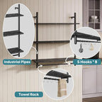Bestier Floating Pipe Shelving, 31.5" Floating Kitchen Shelves Wall Mounted - Image 4
