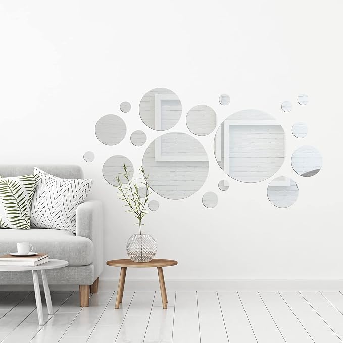 Shappy 32 Pcs Acrylic Mirror Wall Stickers Removable Round Wall Decal Circle by Shappy