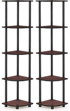 Furinno TURN-N-TUBE Corner Shelf Set of 2, 5-Tier Corner Bookshelf, Open - Image 5