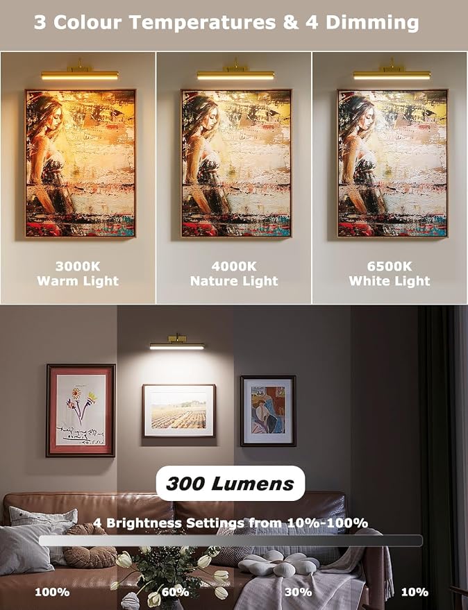 Picture Light Battery Operated, 13in Wireless Art Light - Image 2