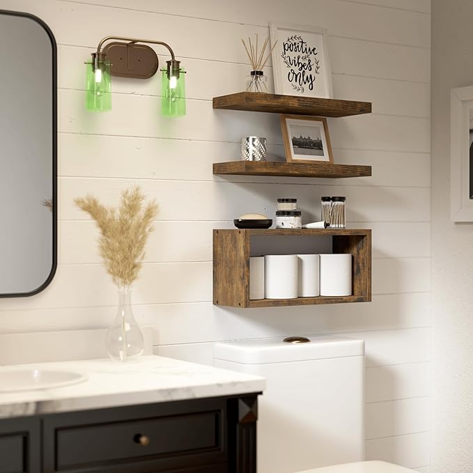 RICHER HOUSE Floating Shelves Set of 3, Modern Bathroom Shelves Wall Mounted - Image 6