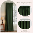 NICETOWN Room Darkening Dark Green Velvet Curtain Panels - Image 5