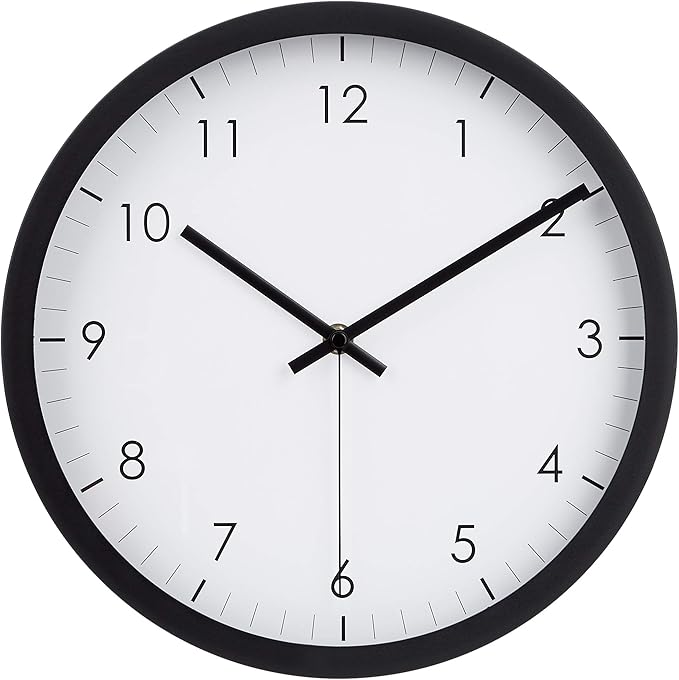 Amazon Basics Classic 12" Round Wall Clock, Silent Non Ticking, Battery Operated by AmazonBasics