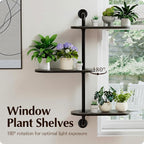 Rotating Window Plant Shelves 3-Tier, Wooden Window Shelf - Image 3