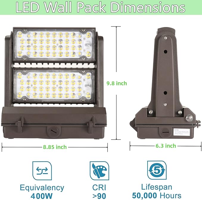 Dusk to Dawn100W Rotatable LED Wall Pack Light, 5000K 14000LM 400-600W HPS/HID - Image 7