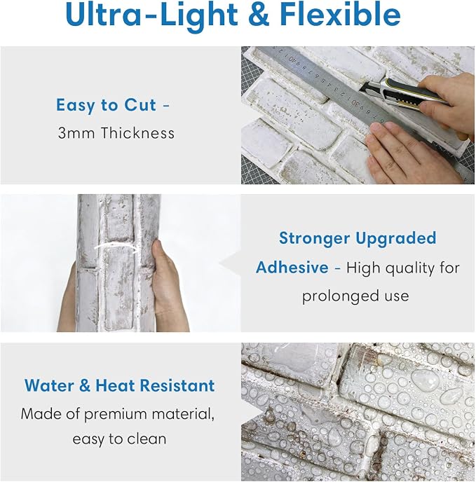 COMSTICKC 3D Faux Brick Wall Panels Peel and Stick Wall Covering, Not Real Brick - Image 5