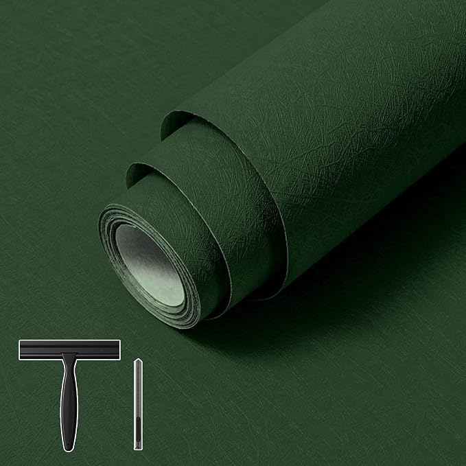 Abyssaly Green Wallpaper Peel and Stick 15.7" x 393.7" Silk Embossed Green by Abyssaly