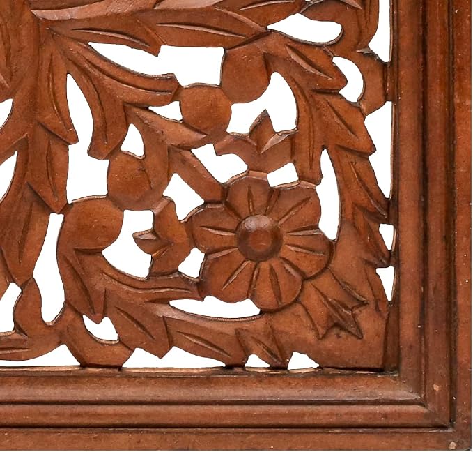 Homebia Designs Handmade Carved Wooden Wall Hanging Plaque 24x24 Inch Elegant - Image 7