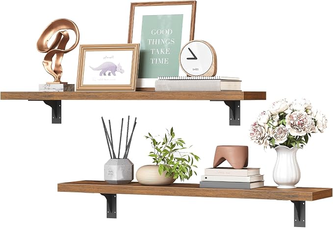 HOOBRO Floating Shelves for Wall, 23.6" Wall Mounted Shelves Set of 2, Hanging - Image 8