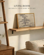 InSimSea Framed Canvas Wall Art, Neutral Sketch Tree Painting, Rustic Nature - Image 3