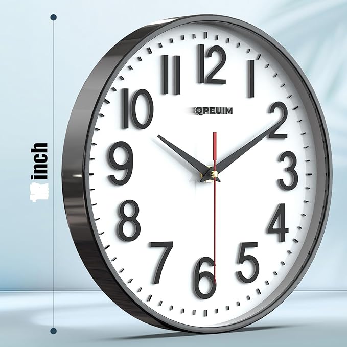 QPEUIM Wall Clock Wall Clocks Silent Non-Ticking Battery Operated Large Easy to - Image 2