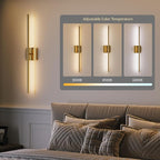 Morauroral 40″ Gold Battery Operated Wall Sconces Set of Two, Dimmable Wall - Image 4