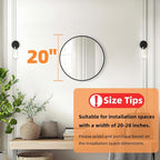 Black Round Mirror, 20 Inch Black Circle Mirror, Metal Frame Round Wall Mounted - Image 4