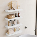 Fixwal White Shelves for Wall, 15.8in Rustic Wood Finish Floating Wall Shelves - Image 5