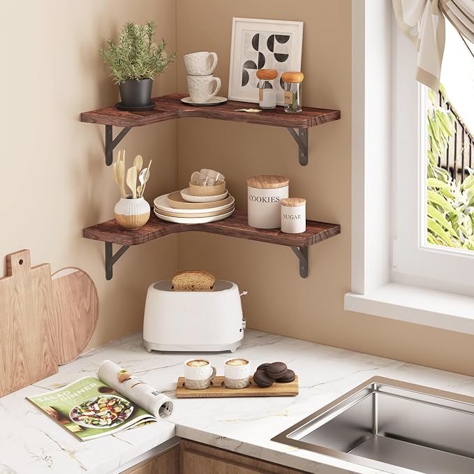 YGEOMER Corner Floating Shelves, Wall Mounted Corner Shelf - Image 5