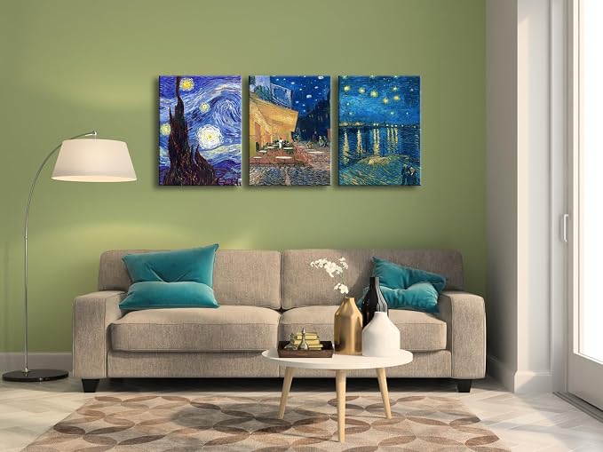 Wieco Art 3 Panels Canvas Prints of Vincent Van Gogh Paintings Reproduction - Image 4