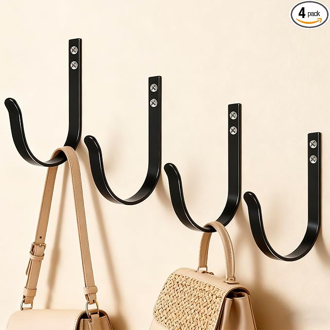 Wall Hooks for Hanging, Large Coat Hooks Wall Mount, Heavy Duty Screw in Metal by MVZAWINO