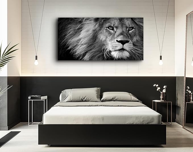 Baisuart Canvas Prints Wall Art Grey lion Stretched Canvas Wooden Framed - Image 5
