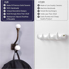 Indian Shelf Pack of 12 Heavy Duty Double Prong White Decorative Coat Hooks - Image 4