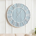 Quelay 20 Inch Coastal Wall Clock, Quiet Ticking Battery Operated, Rustic Retro by Quelay