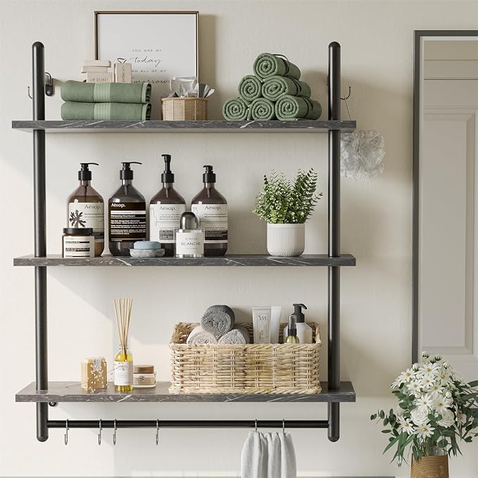 Bestier Floating Pipe Shelving, 31.5" Floating Kitchen Shelves Wall Mounted - Image 9
