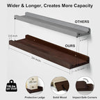 Love-KANKEI Floating Shelves Wall Mounted Set of 2, 24 Inch Wood Storage Wall - Image 3