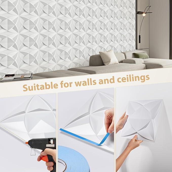 Heikki 30 Pack 3D Wall Panel for Interior Wall Décor, PVC Flower Textured Wall - Image 3