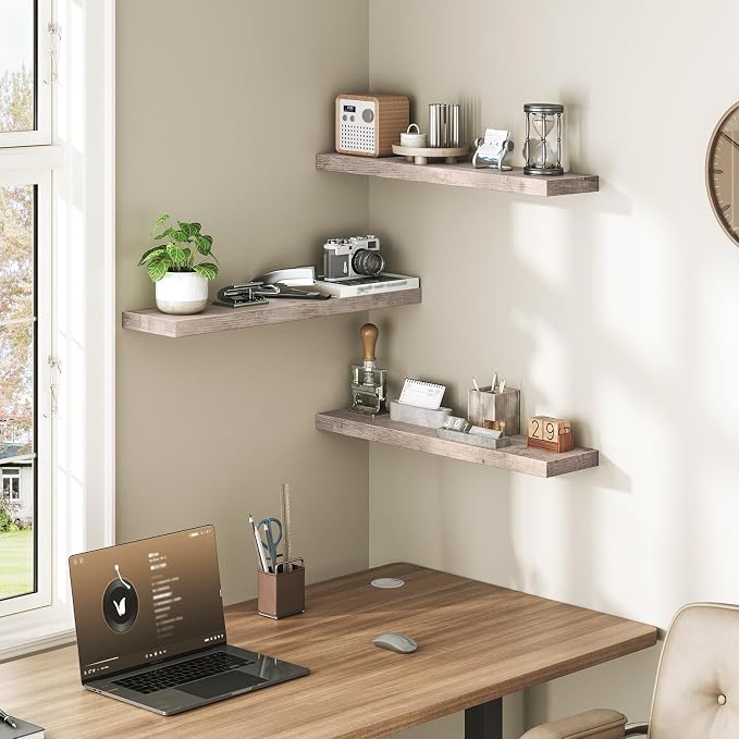RALGEND Floating Shelves for Wall, 1.5" Thick Wall Shelf Set of 3 - Image 6