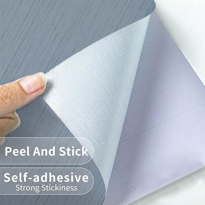 Grey Blue Grasscloth Peel and Stick Wallpaper 15.74" x 196.85" Textured Neutral - Image 9