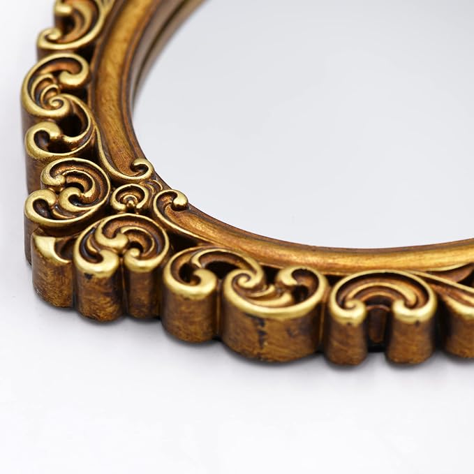 OIGUMR Oval Smallest Wall Mirror Resin Frame Size：12 x 8.3 inch Mirror Vintage - Image 5