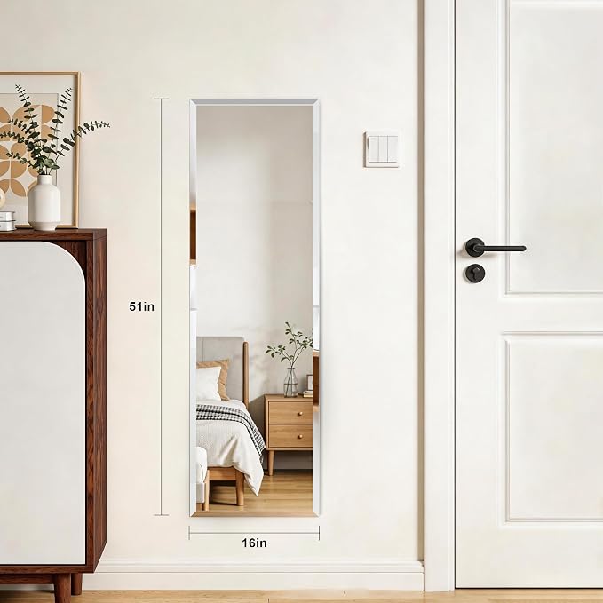 Frameless Mirror Full Length 51"x16" | Wall Mount Mirror Full Length Beveled - Image 3