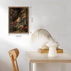 Framed Dark Academia Fox Canvas Wall Art, Sitting Fox Surrounded by Flowers - Image 3