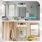 DORESshop 17 Inch Bathroom Light Fixtures, 3-Light Black Bathroom Lighting - Image 5