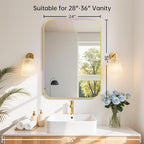24x36 Inch Gold Bathroom Mirror, Brushed Gold Metal Framed Rectangular Mirror - Image 6