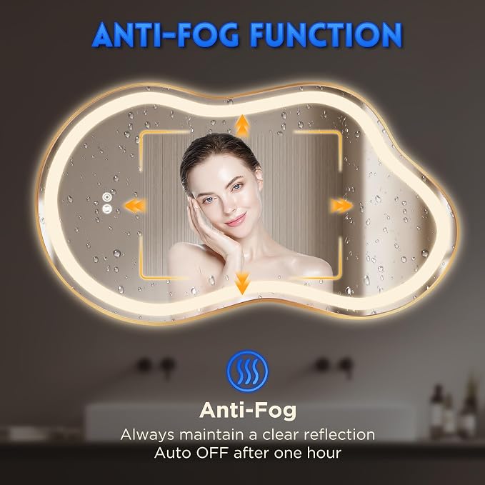 Irregular Led Backlit Bathroom Mirror -24"x36" Single Piece, Asymmetrical Cloud - Image 8