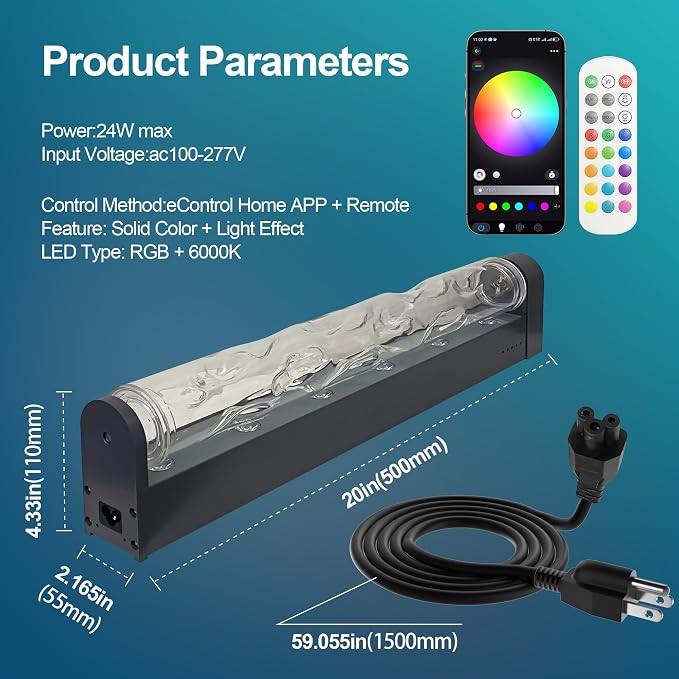 Wave Wall Light, 30W Smart RGBW Water Ripple Projector - Image 5