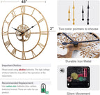 48 Inch Large Wall Clock for Living Room – Bronze Metal Clock - Image 2