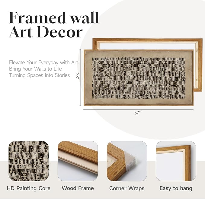 Large Framed Abstract Wall Art for Living Room, Neutral Wabi Sabi Black Brown - Image 5