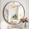 Round Wall Mirror 24 Inch Black Vanity Mirror by SageNest