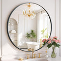 Round Wall Mirror 30 Inch Black Vanity Mirror by SageNest