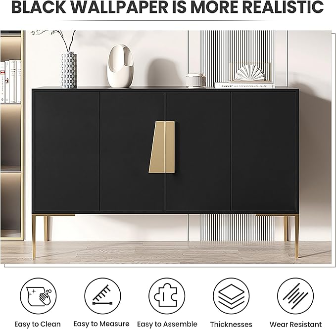 practicalWs Peel and Stick Wallpaper 15.7" x 118" Black Contact Paper - Image 4