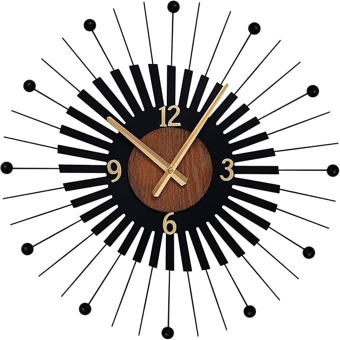 22 Inch Modern Sunburst Wall Clock Battery Operated, Silent Quartz Movement - Image 8