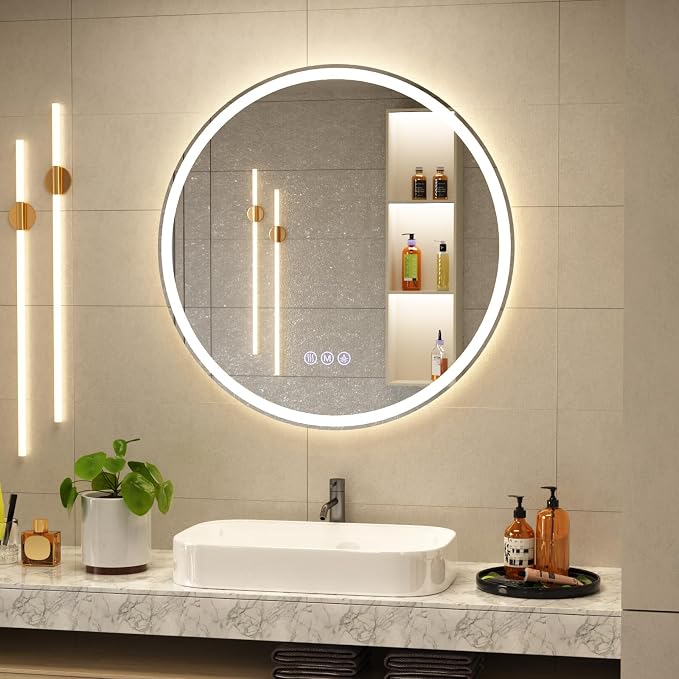 BEAUTYPEAK 30x30 LED Round Bathroom Mirror - Image 8