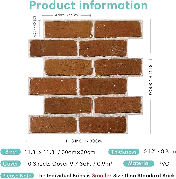 Commomy 3D Faux Brick Peel and Stick - Image 5