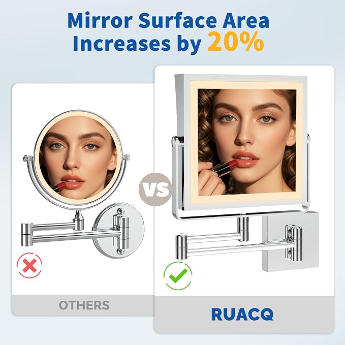 Ruacq Rechargeable Wall Mounted Makeup Mirror - Image 4