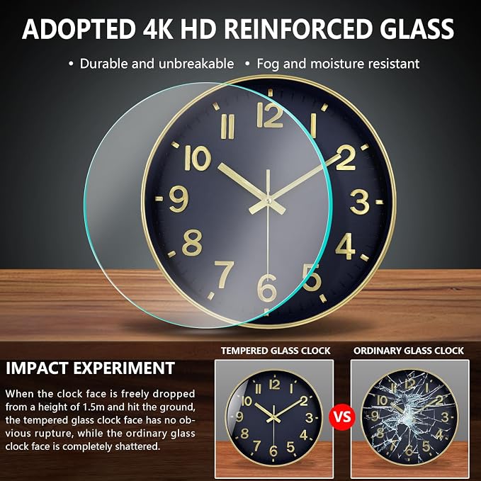 Wall Clocks Battery Operated, 12Inch Non Ticking Digital Wall Clock, Silent - Image 5