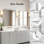 USHOWER Brushed Nickel Bathroom Mirror 22"x30", Rounded Corner, Aluminum Frame - Image 2