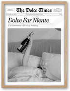 iHery Small Dolce Far Niente Framed Trendy NewsPaper Wall Art, Natural OAK Wood by iHery